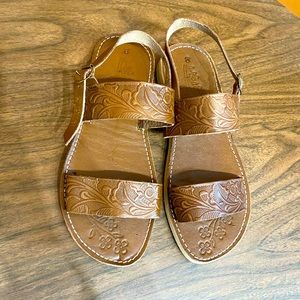 Hand tooled leather sandals